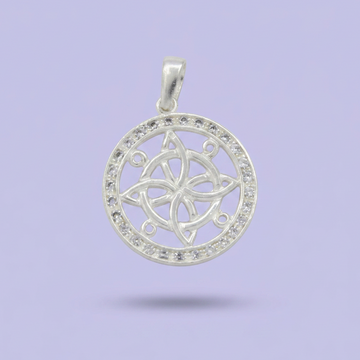 Dije de Plata .925 Nudo de Bruja en Circulo de Zirconias mod. 2520