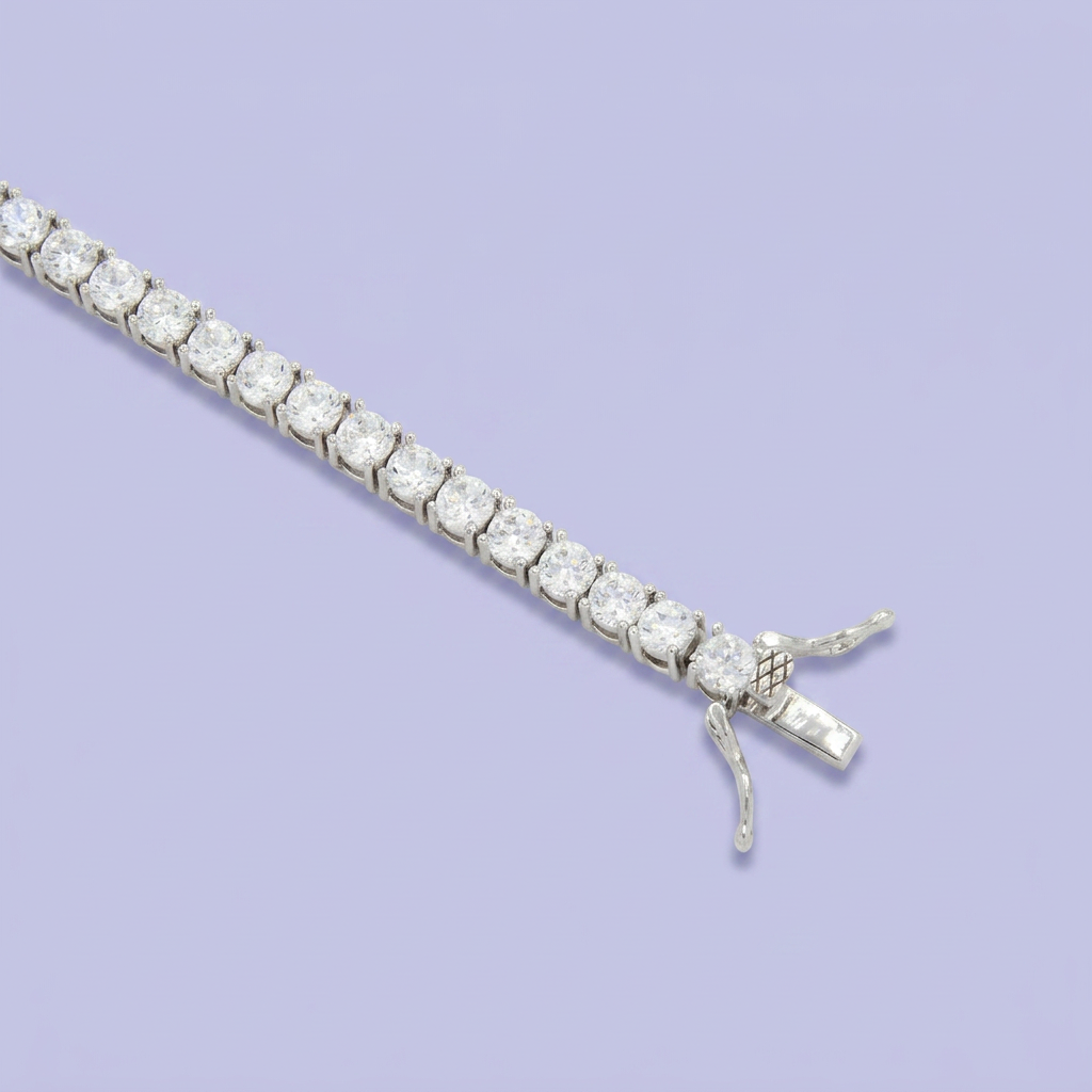 Pulsera de Plata .925 Tejido Tenis de Diseño Grueso con Zirconias Brillantes mod. 2368