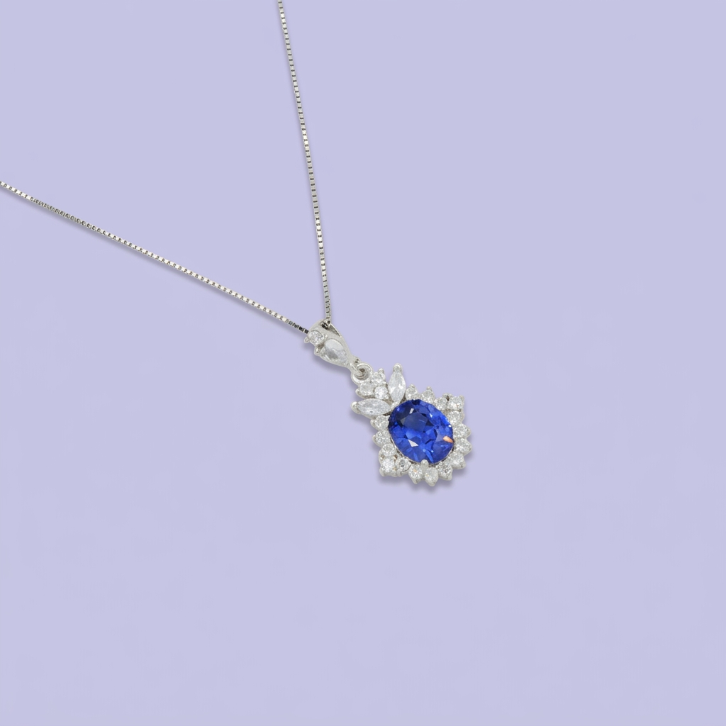 Coordinado de Plata .925 Elegante Azul Oceánico mod. 2766