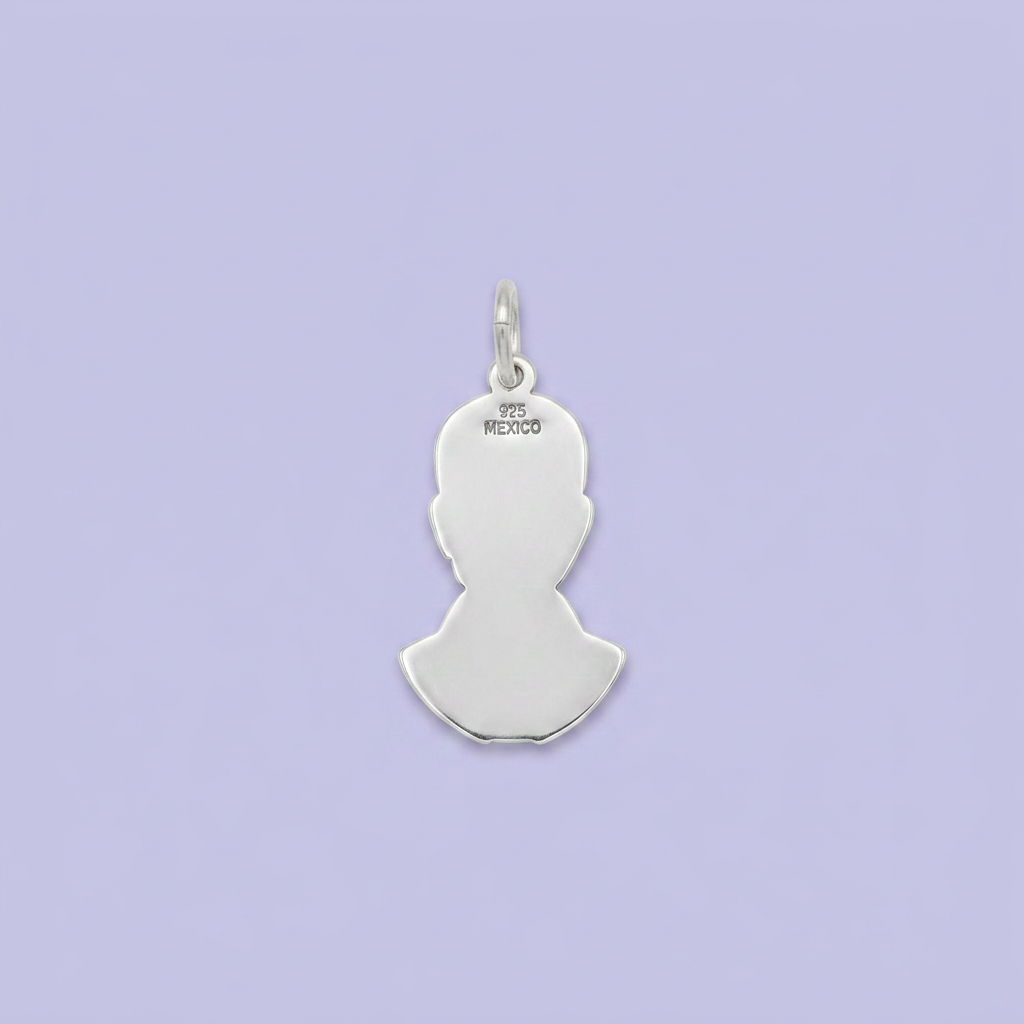 Dije de Plata .925 con Imagen de Malverde en Diseño Plano mod. 2558
