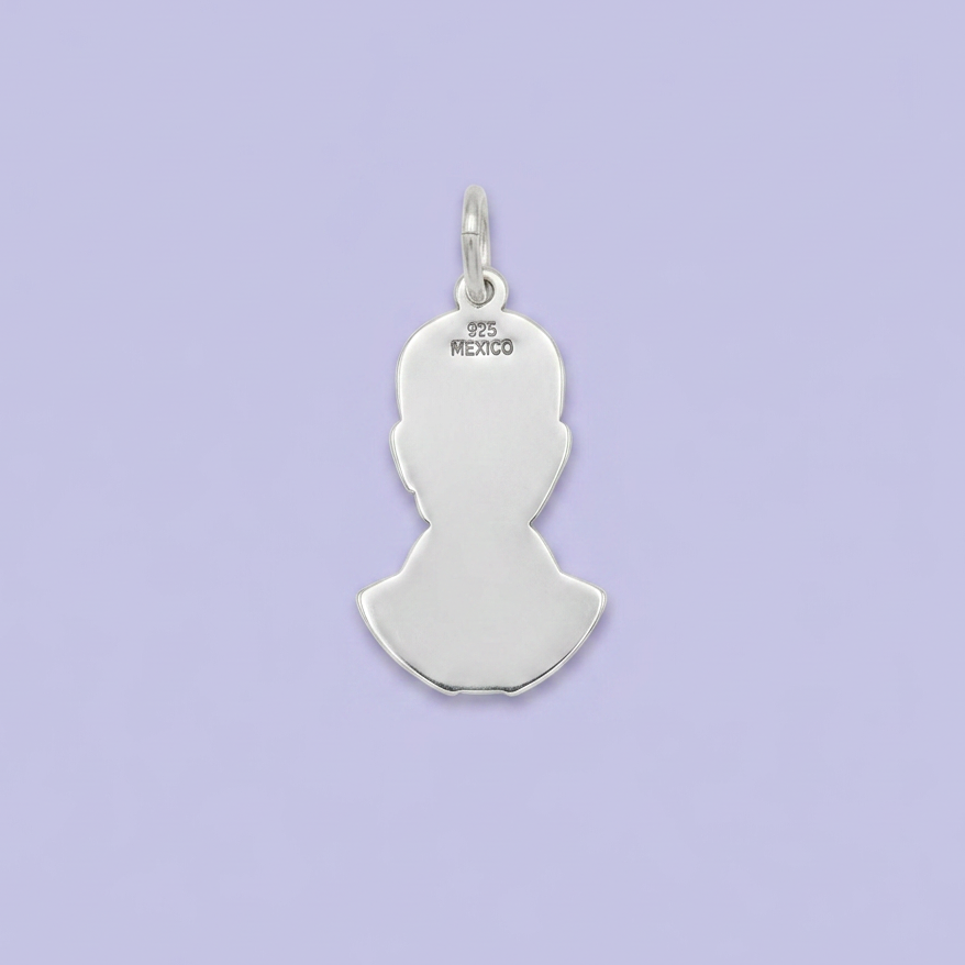 Dije de Plata .925 con Imagen de Malverde en Diseño Plano mod. 2558