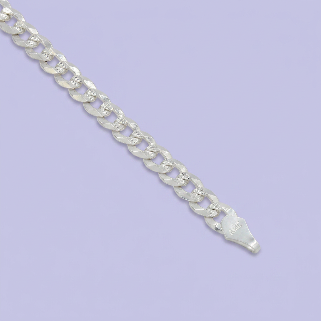 Pulsera de Plata .925 Tejido Barbada Solido con Diamantado mod. 2448