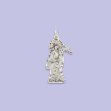 Dije de Plata .925 con Imagen de Santa Muerte en Diseño Plano mod. 2556