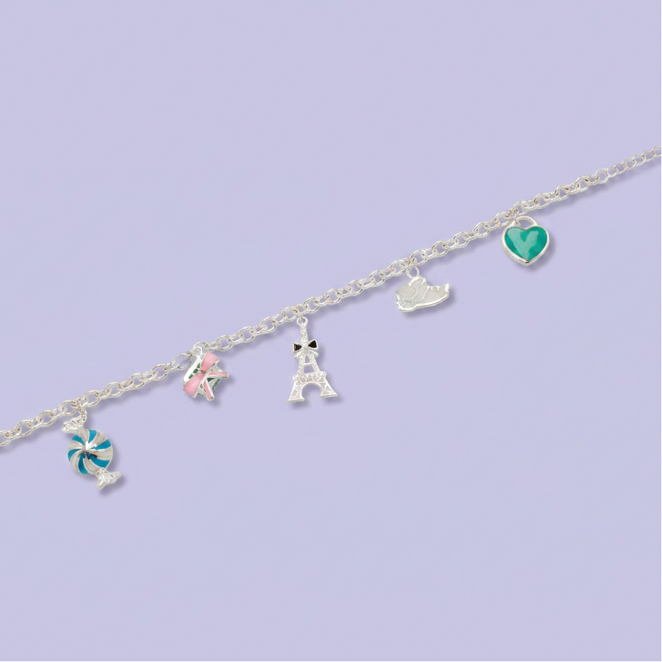 Pulsera de Plata .925 con Colgantes Color Turquesa mod. 2672
