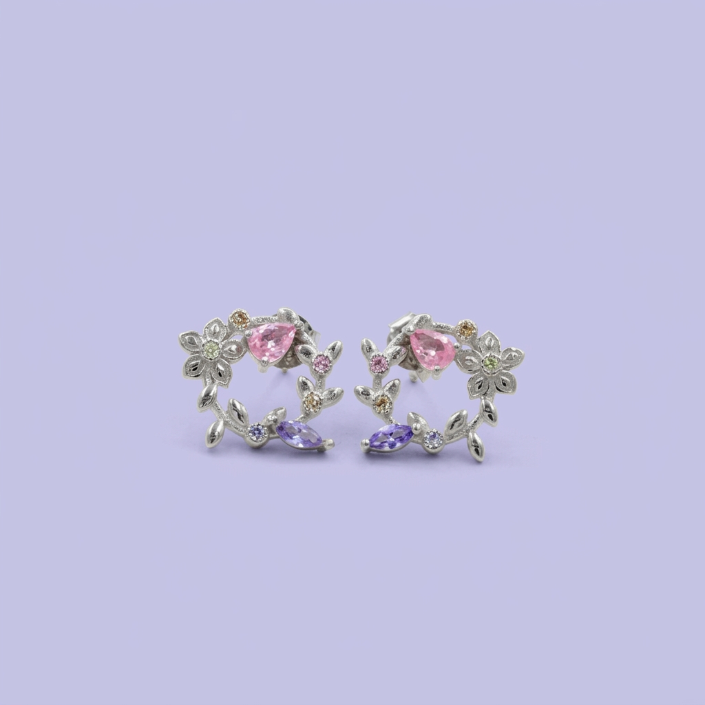 Coordinado de Plata .925 Arreglo Floral mod. 2770
