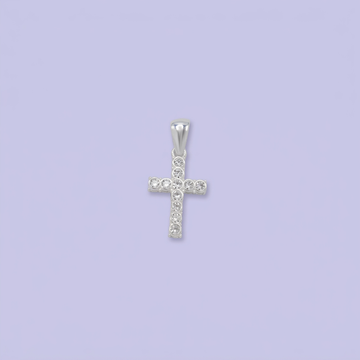 Dije de Plata .925 Cruz Pequeña con Diseño Incrustado de Zirconias Circulares mod. 2869