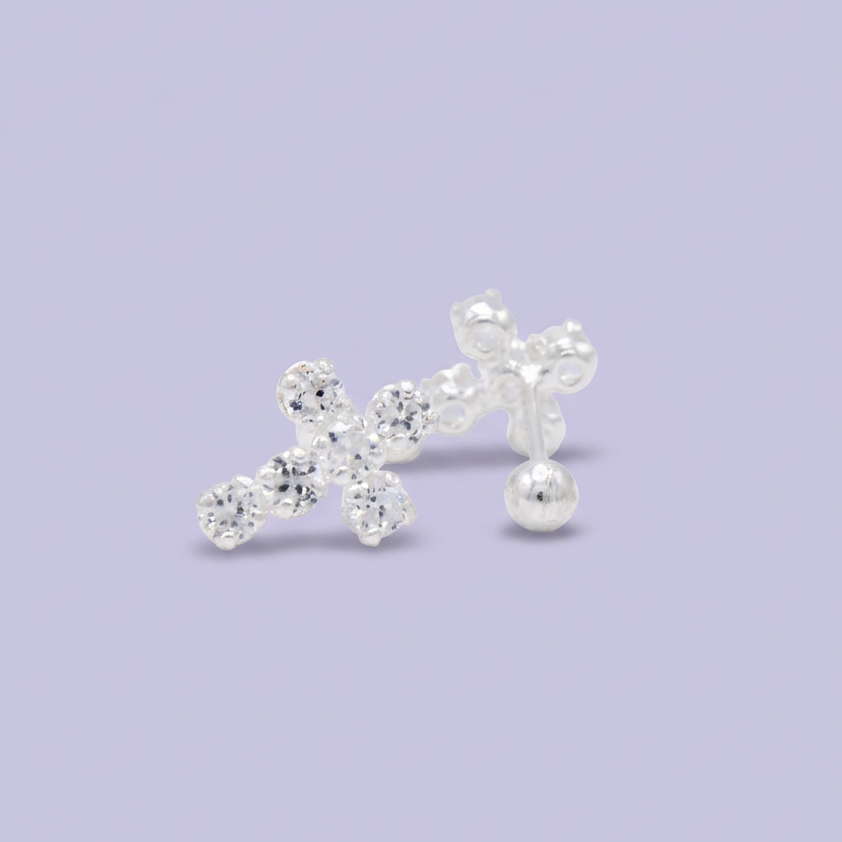 Broquel de Plata .925 Con Diseño de Cruz y Zirconia mod. 3069