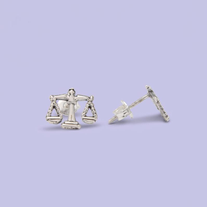 Arete de Plata .925 con Diseño del Signo Libra mod. 2960