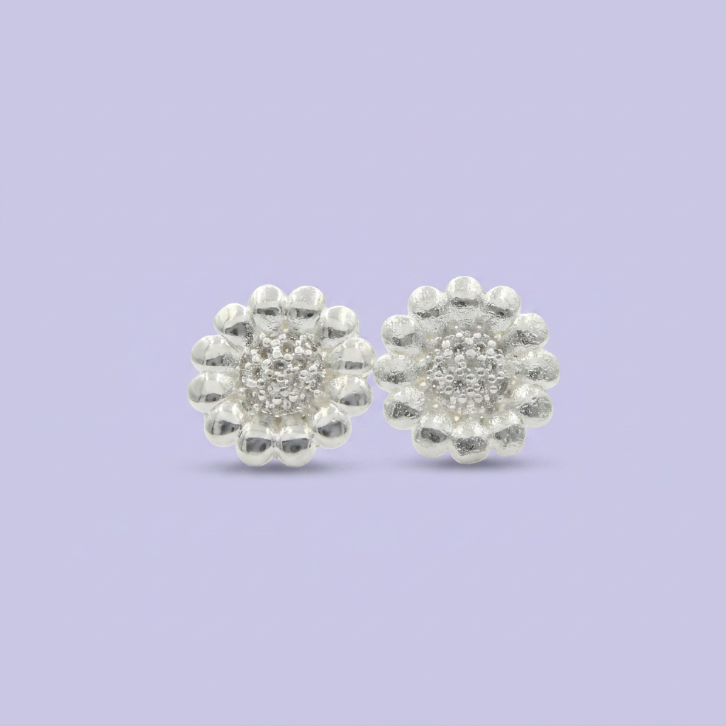 Arete de Plata .925 Margarita con Zirconia mod. 2383