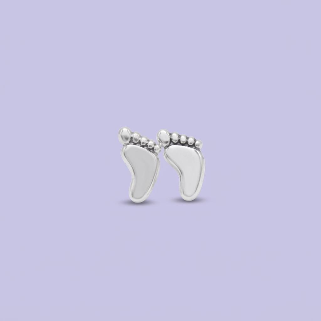 Arete de Plata .925 con Diseño de Pies Liso mod. 2961