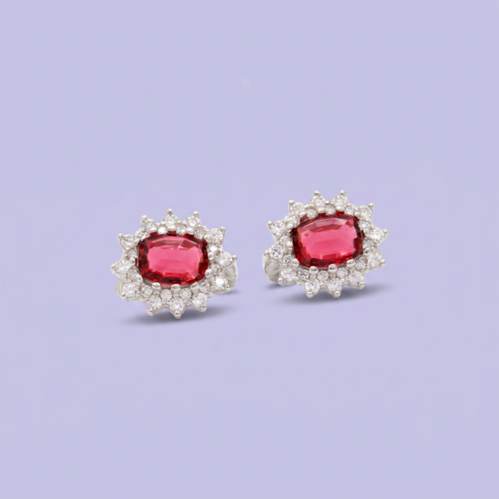 Coordinado de Plata .925 Sol Radiante Color Fucsia con Incrustación de Zirconias mod. 2949