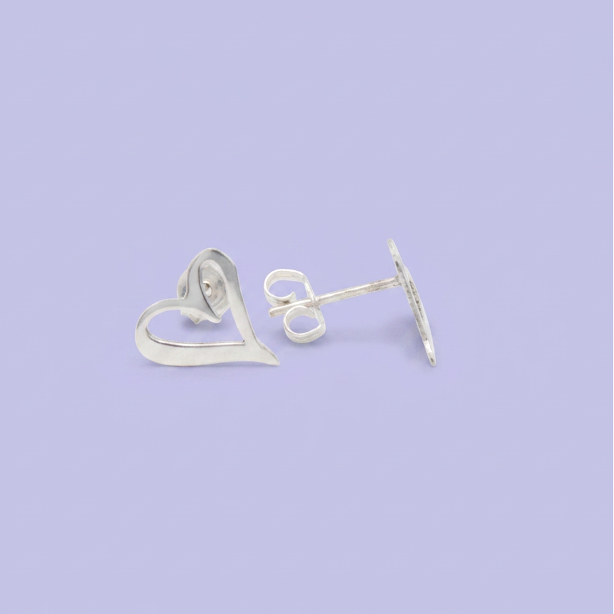 Arete de Plata .925 de Corazón Liso y Hueco mod. 2971
