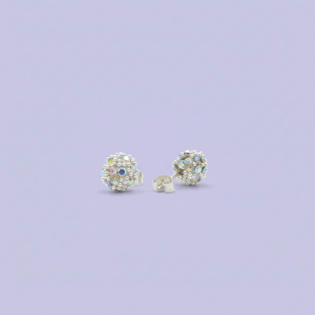 Arete de Plata .Bola Incrustado 925 mod. 2387