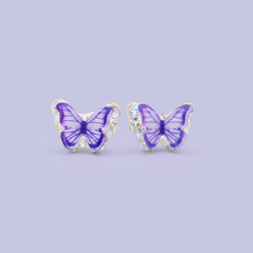 Arete de Plata .925. Mariposa Morada con Zirconia  mod.3191