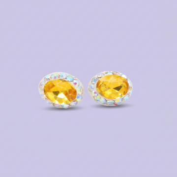 Arete de Plata .925. Oval Amarillo con Incrustación de Zirconias mod. 3179