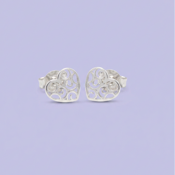 Arete de Plata .925 Corazón con Diseño Calado mod. 2973