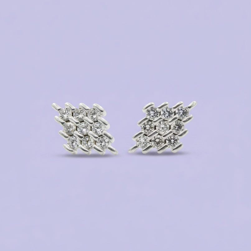 Arete de Plata .925 Rombo Incrustado mod. 2390