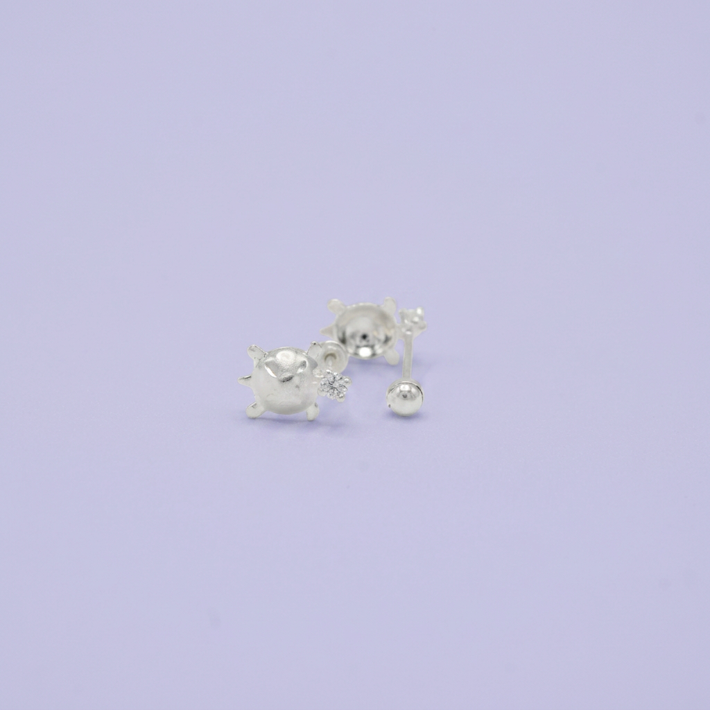 Broquel de Plata .925 Tortuga Marina con Zirconia mod. 2541