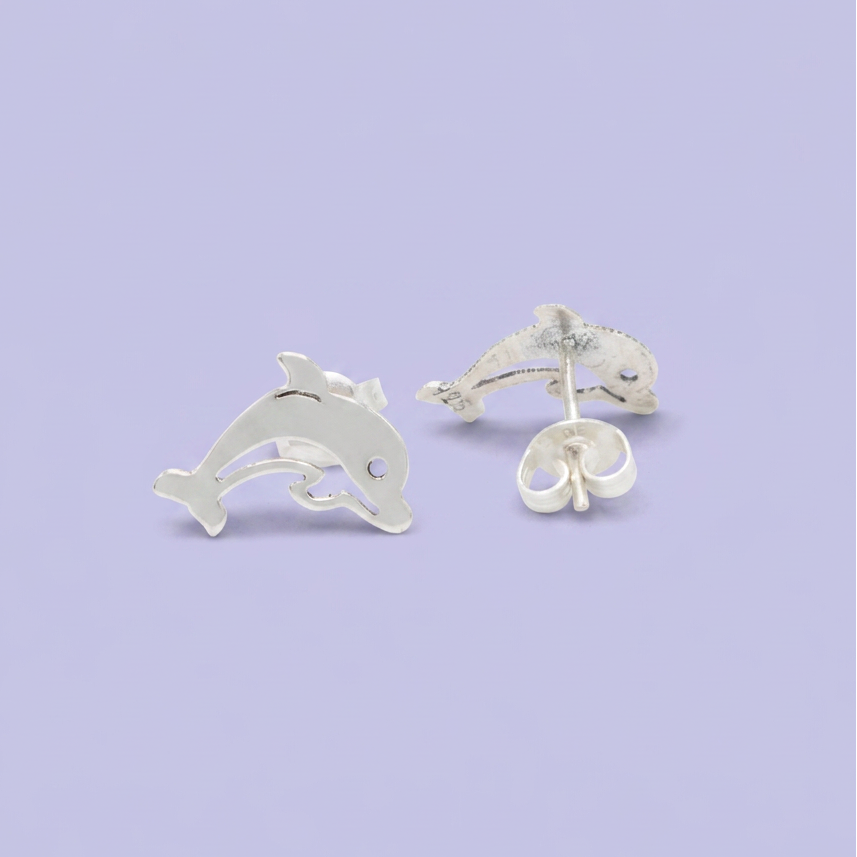 Arete de Plata .925 de Delfín Liso mod. 2958