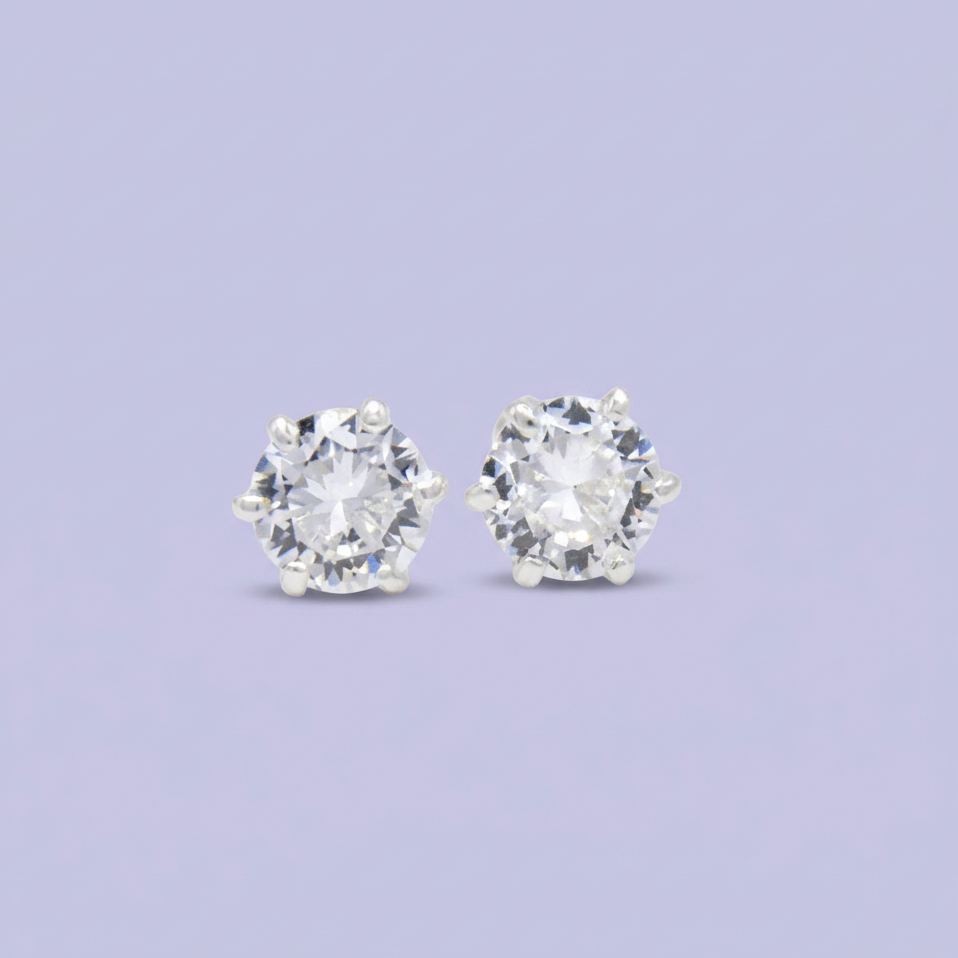 Broquel de Plata .925 Circular con Zirconia Blanca Brillante mod. 3067