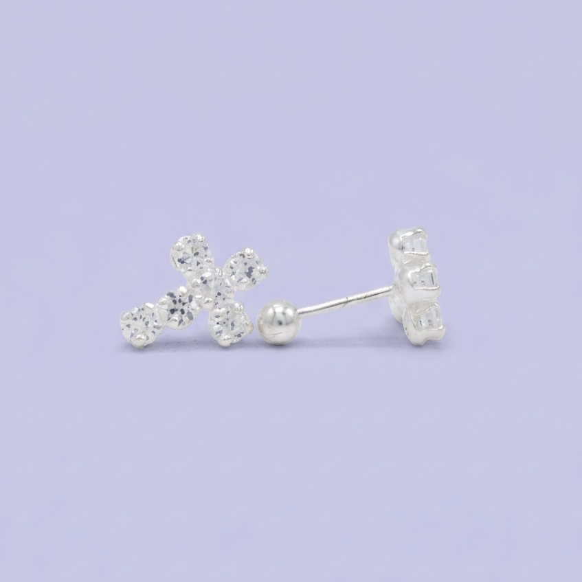 Broquel de Plata .925 Con Diseño de Cruz y Zirconia mod. 3069