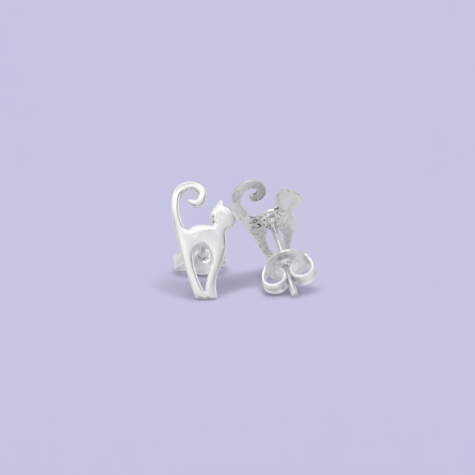 Arete de Plata .925 Gato Liso mod.3008