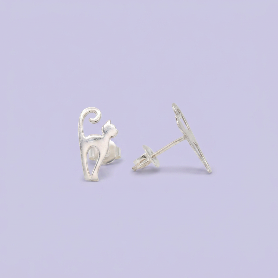 Arete de Plata .925 Gato Liso mod.3008