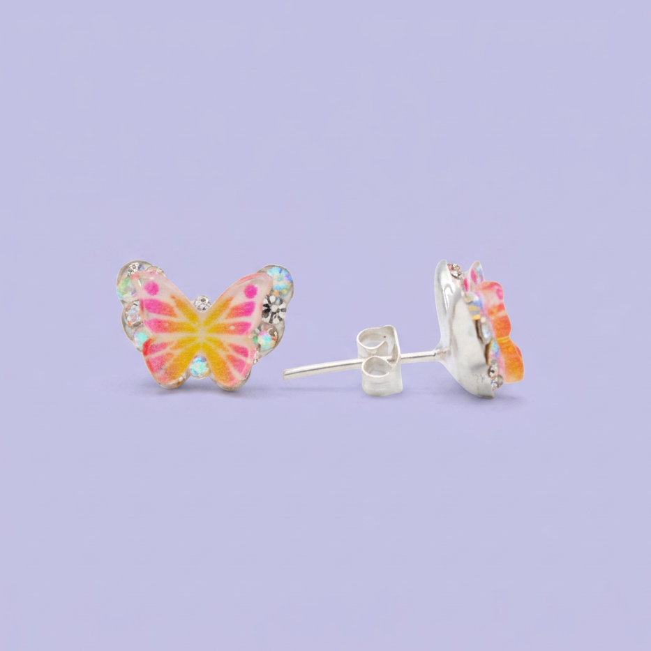 Arete de Plata .925. Mariposa Amarilla con Zirconia mod. 3190