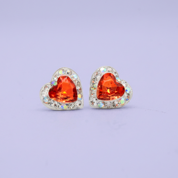 Arete de Plata .925. Corazón Naranja con Incrustación de Zirconias mod. 3171