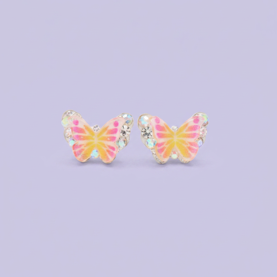 Arete de Plata .925. Mariposa Amarilla con Zirconia mod. 3190