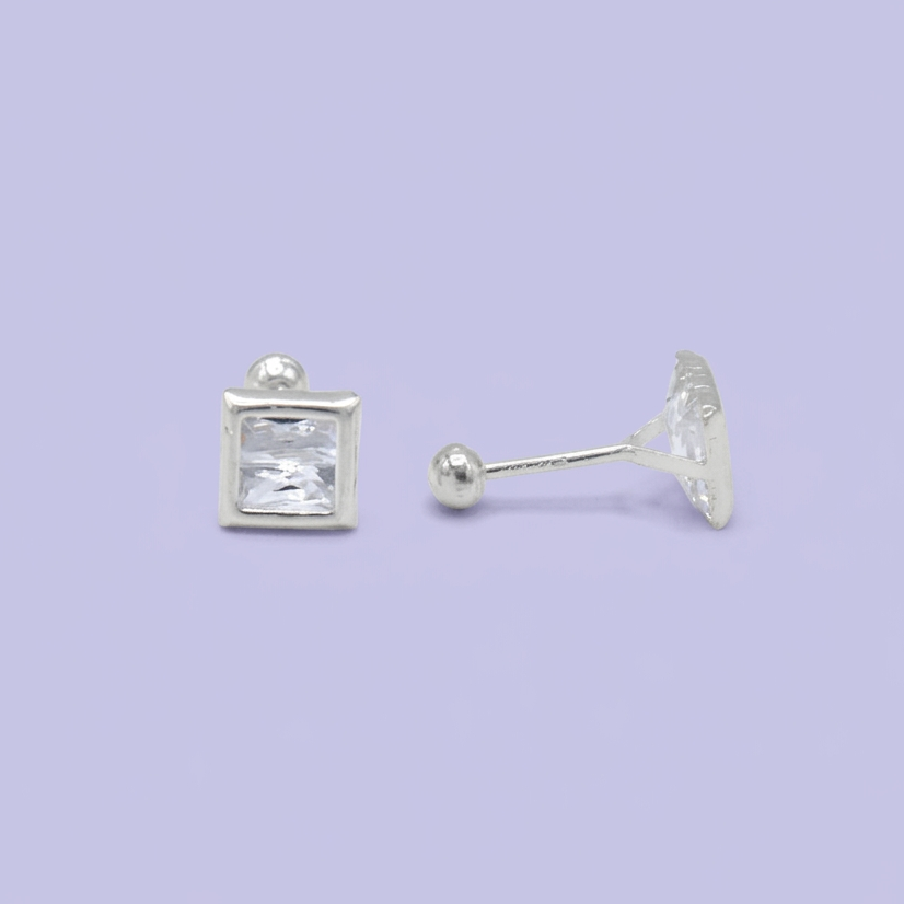 Broquel de Plata .925 Cuadro Fino con Zirconia mod. 2536