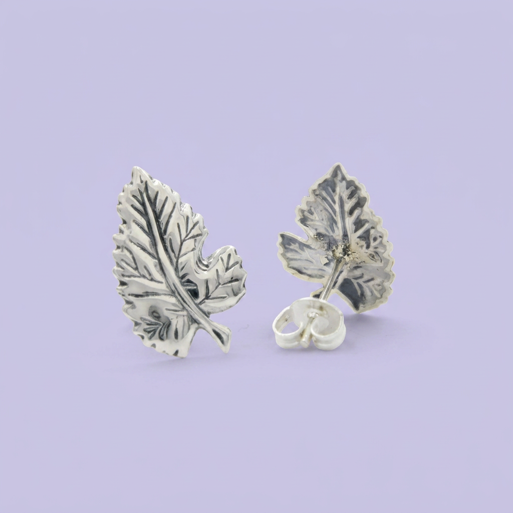 Arete de Plata .925 Hoja Brillante y Elegante mod. 2381
