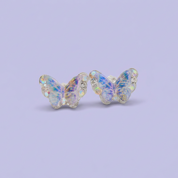 Arete de Plata .925. Mariposa Gris con Zirconia mod. 3193