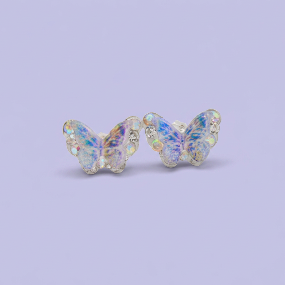 Arete de Plata .925. Mariposa Gris con Zirconia mod. 3193