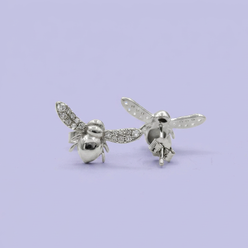 Arete de Plata .925 Abeja Incrustada mod. 2404