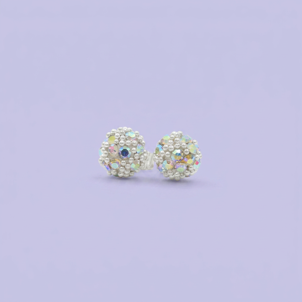 Arete de Plata .Bola Incrustado 925 mod. 2387