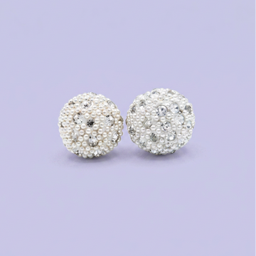 Arete de Plata .925 de Esfera con Puntos Plateados y Zirconia Blanca mod. 2978