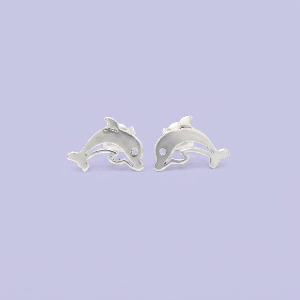 Arete de Plata .925 de Delfín Liso mod. 2958