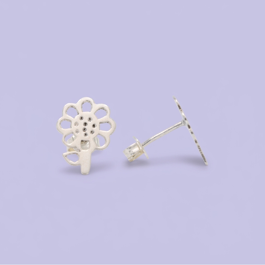 Arete de Plata .925 con Diseño de Flor Elegante mod. 2969