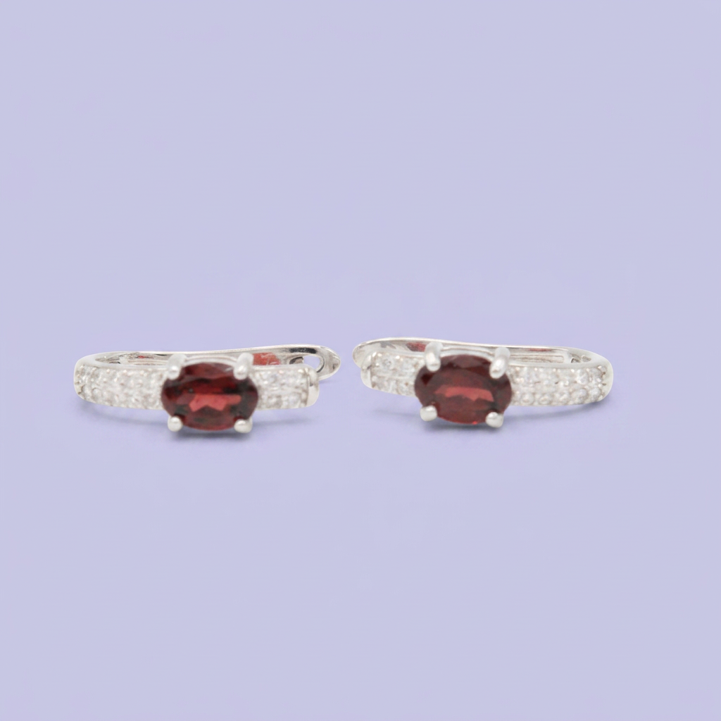Coordinado de Plata .925 Con Diseño Elegante Alargado Vino y Zirconia mod. 2950