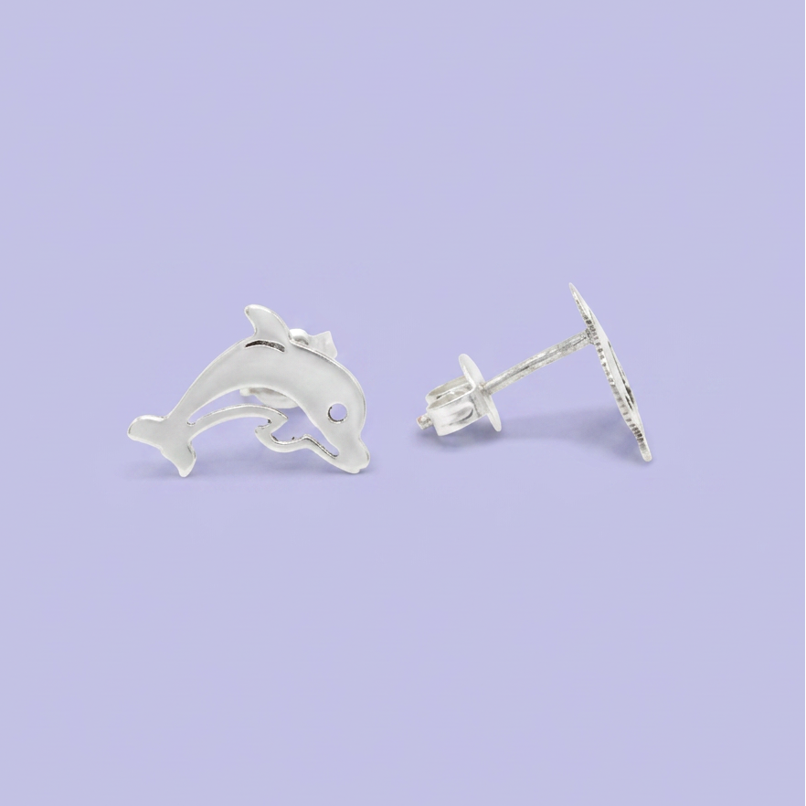 Arete de Plata .925 de Delfín Liso mod. 2958