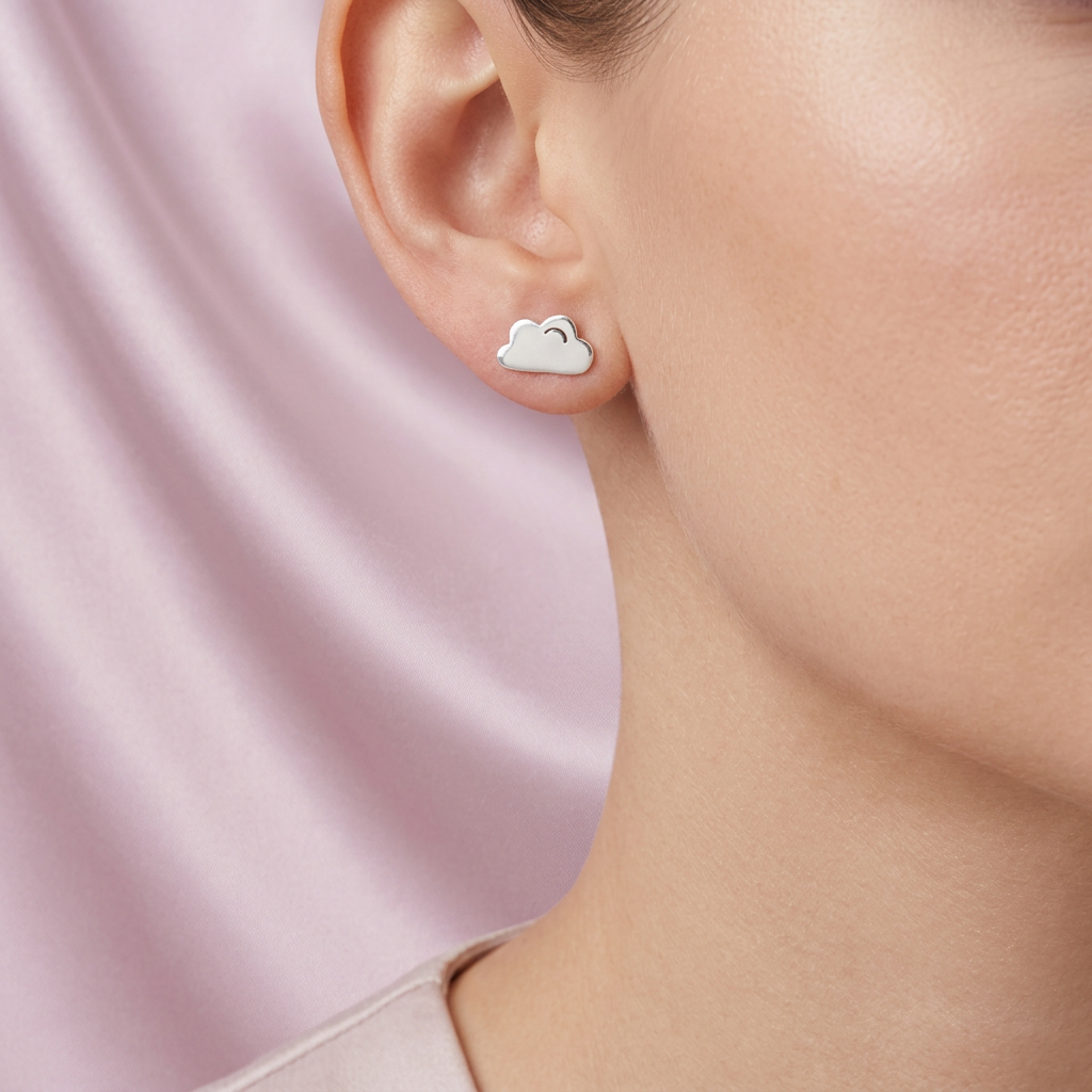 Arete de Plata .925 Nube y Rayo Liso mod. 2965