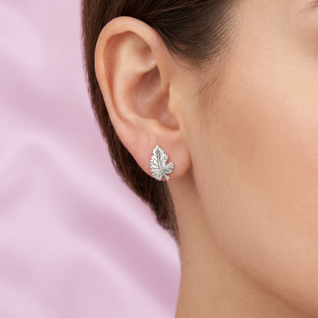 Arete de Plata .925 Hoja Brillante y Elegante mod. 2381