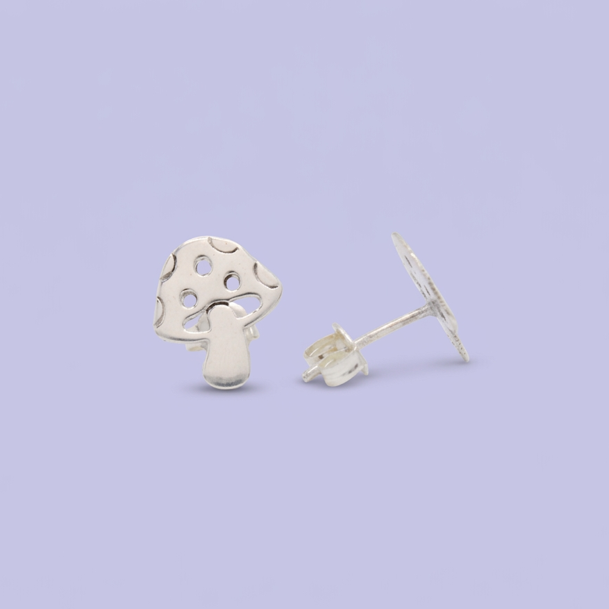 Arete de Plata .925 con Diseño de Hongo Liso y Calado mod. 2964