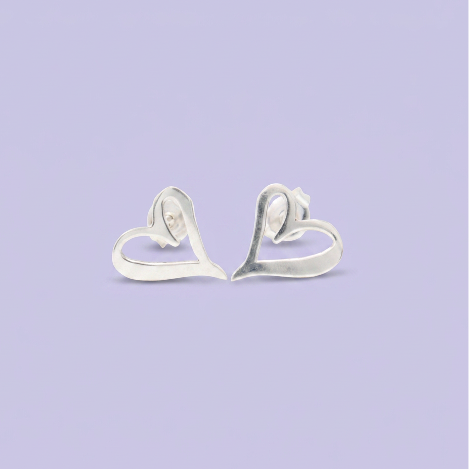 Arete de Plata .925 de Corazón Liso y Hueco mod. 2971