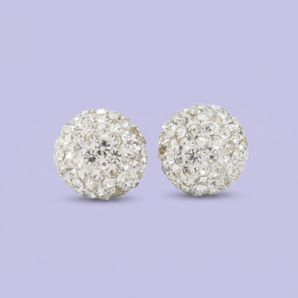 Arete de Plata .925 de Esfera con Diseño de Disco y Zirconias mod. 2976