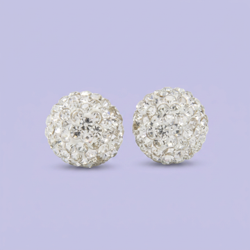 Arete de Plata .925 de Esfera con Diseño de Disco y Zirconias mod. 2976