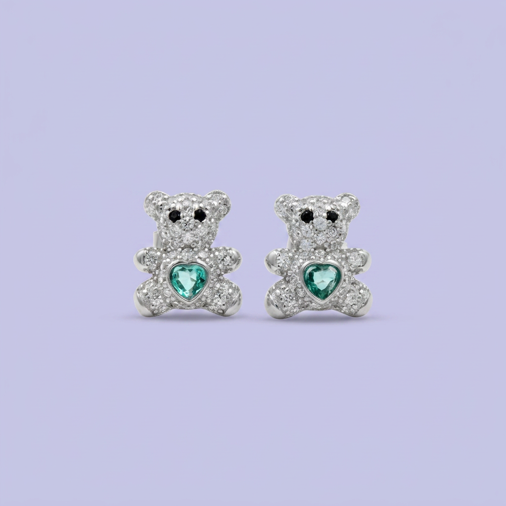 Coordinado de Plata .925 Ositos Pavé mod. 2773