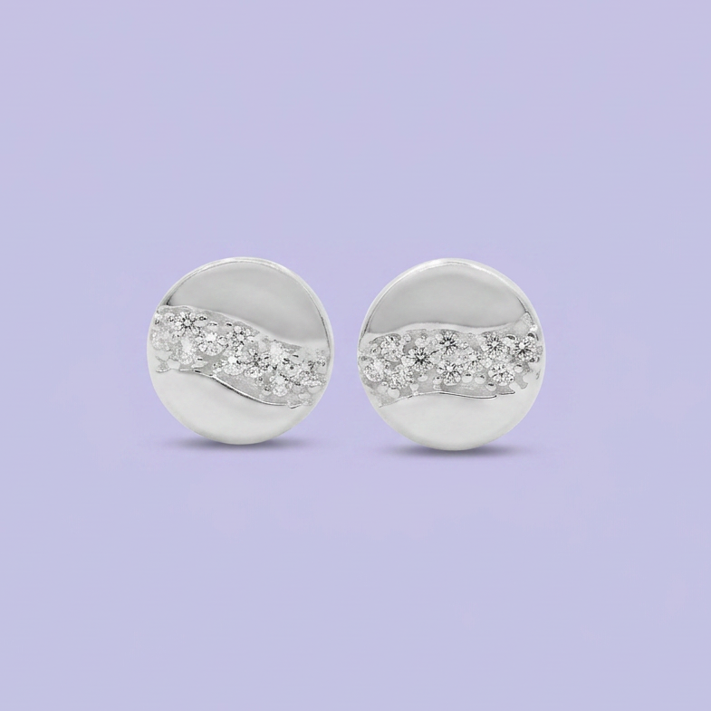 Arete de Plata .925 Circular Detallada con Incrustación mod. 2402