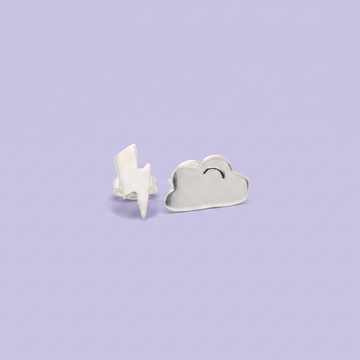 Arete de Plata .925 Nube y Rayo Liso mod. 2965